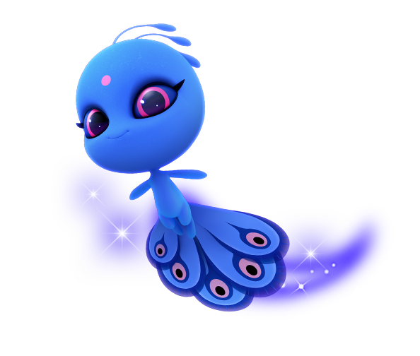 Duusu, the peacock kwami from Miraculous Ladybug